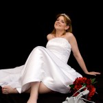 Bridal portrait with red roses